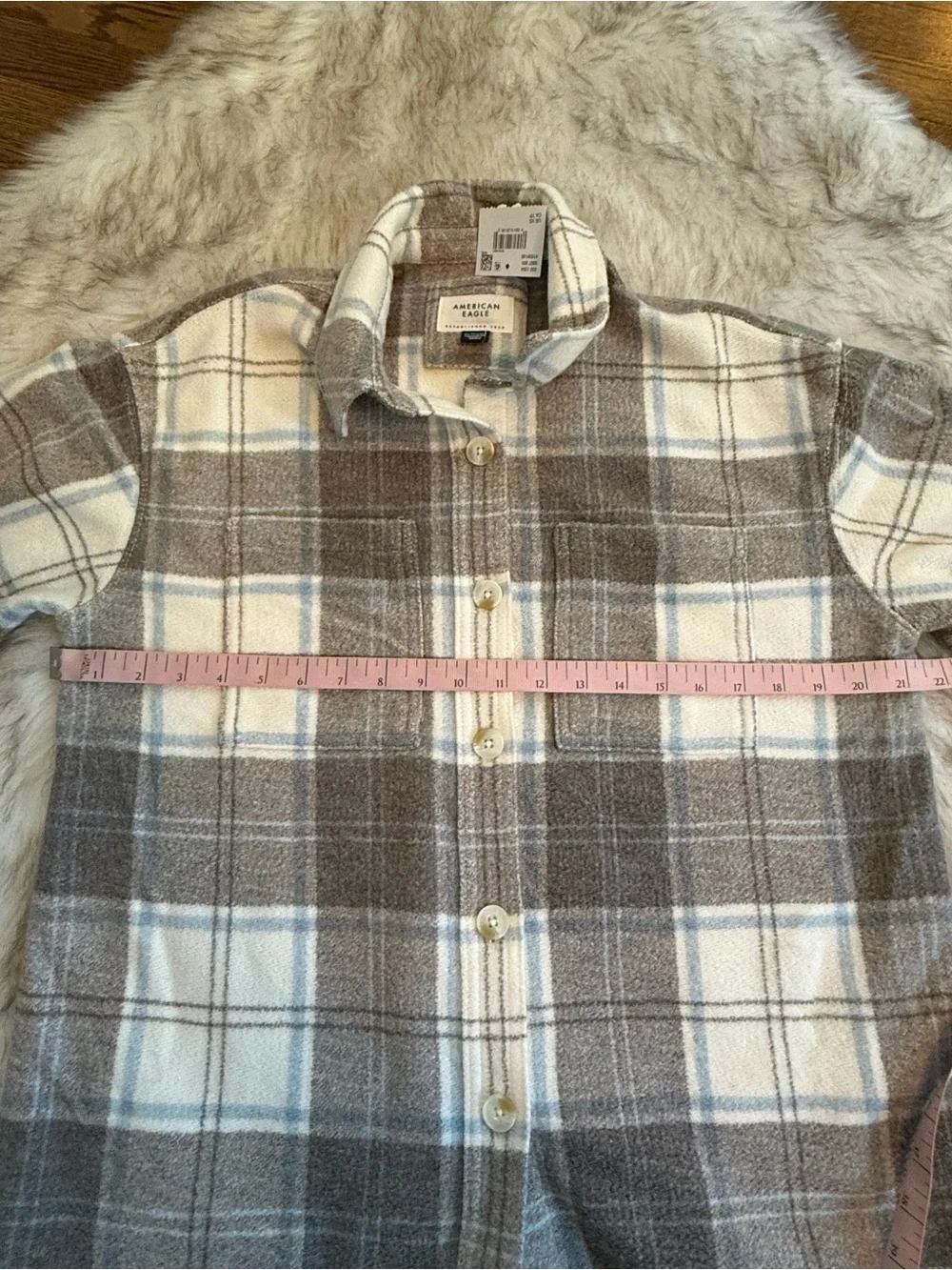 American Eagle Plaid Cozy Flannel Top - Picture 10 of 10